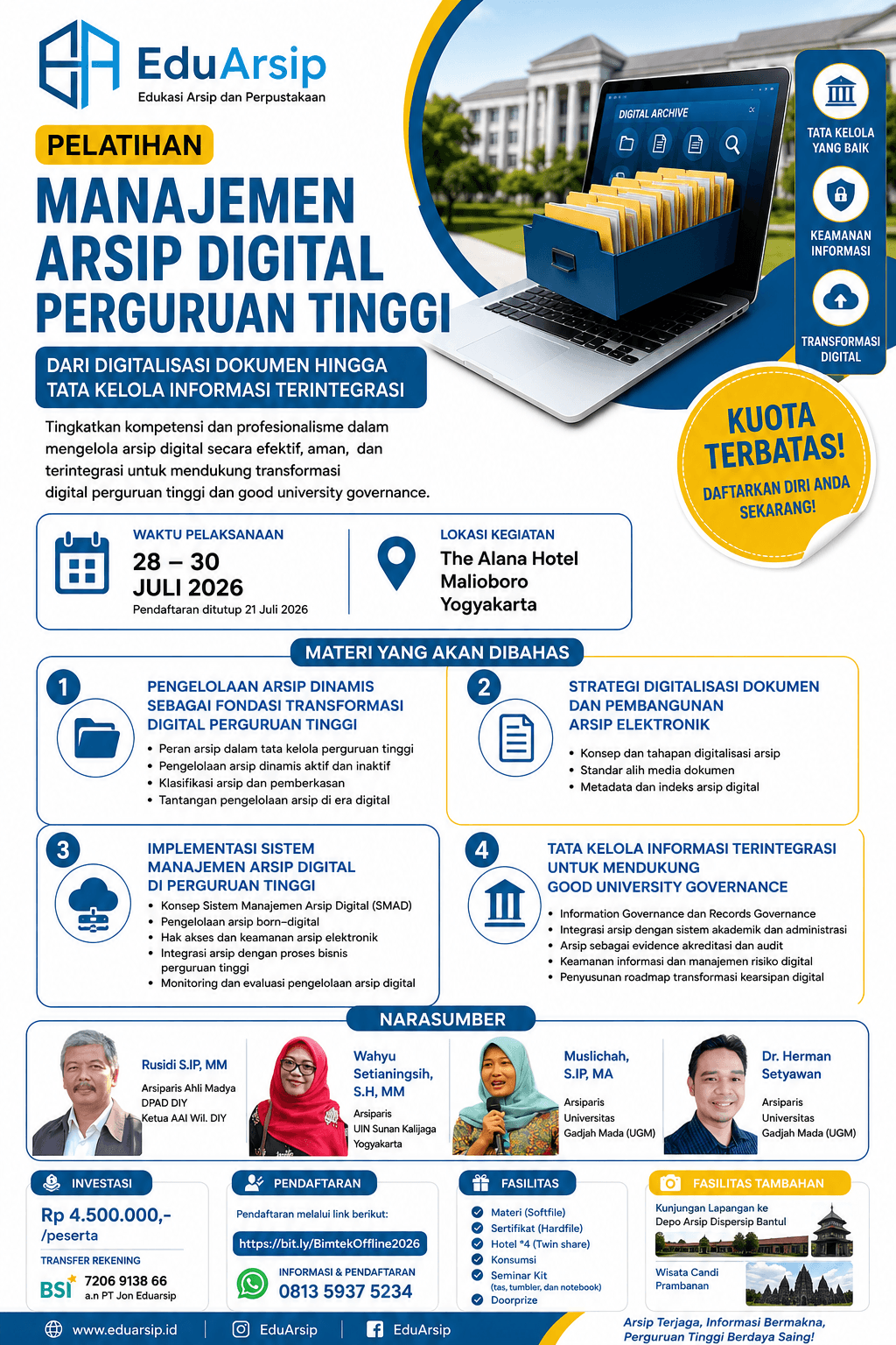 Flyer Pelatihan Manajemen Arsip Digital Perguruan Tinggi